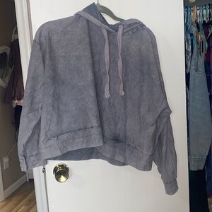 zara gray crop hoodie